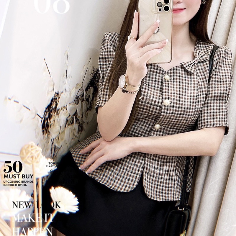 Áo kiểu công sở BIGSIZE G455 thiết kế nữ tính che bụng tôn vòng 1 hiệu quả dễ phối với chân váy hoặc quần GEM.VN