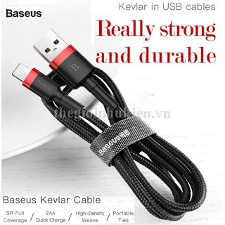 Cáp sạc, cáp kết nối dữ liệu iPhone, iPad chính hãng Baseus Kevlar 2m bọc dù