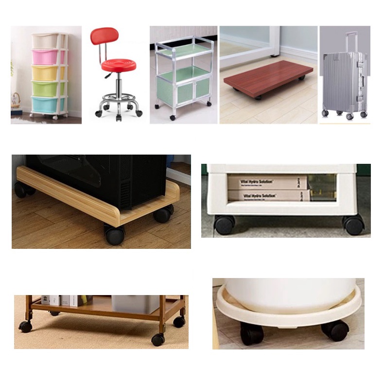 20 Bánh xe nhựa chuyên lắp kệ tủ, quạt hơi nước, ghế xoay chạy êm, bền chắc, nhiều mẫu mã