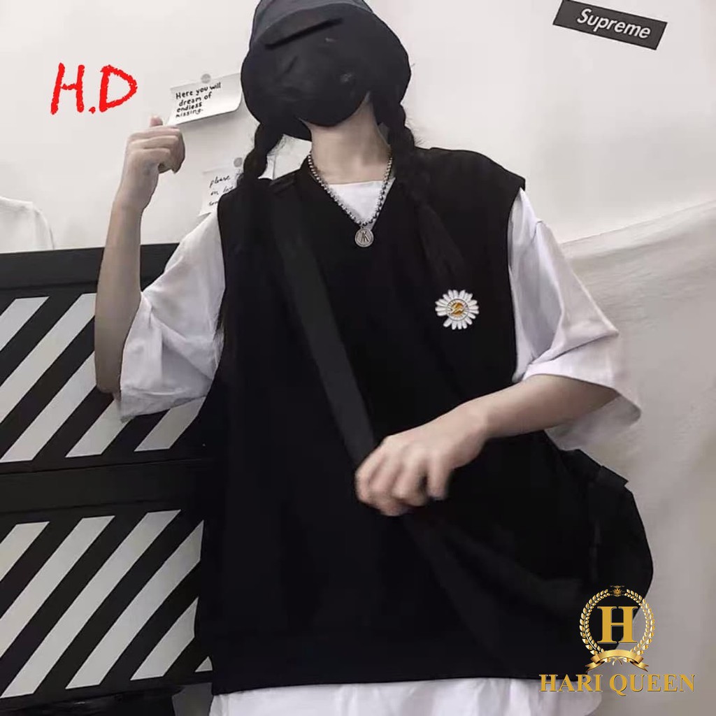Sét 2 món áo gile hoa cúc sét HDA042