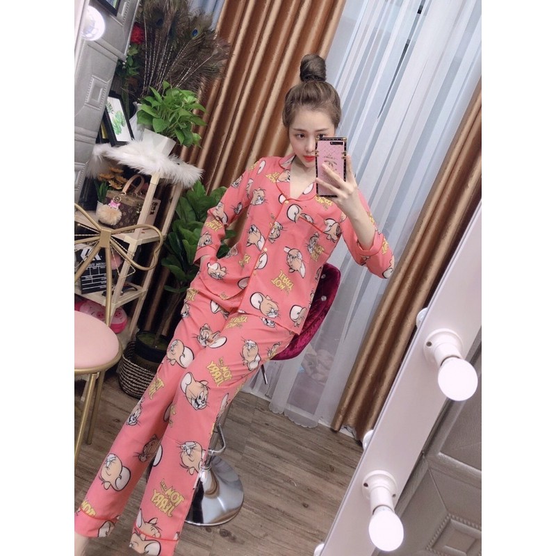 Bộ lụa tay dài- quần dài mặc đẹp