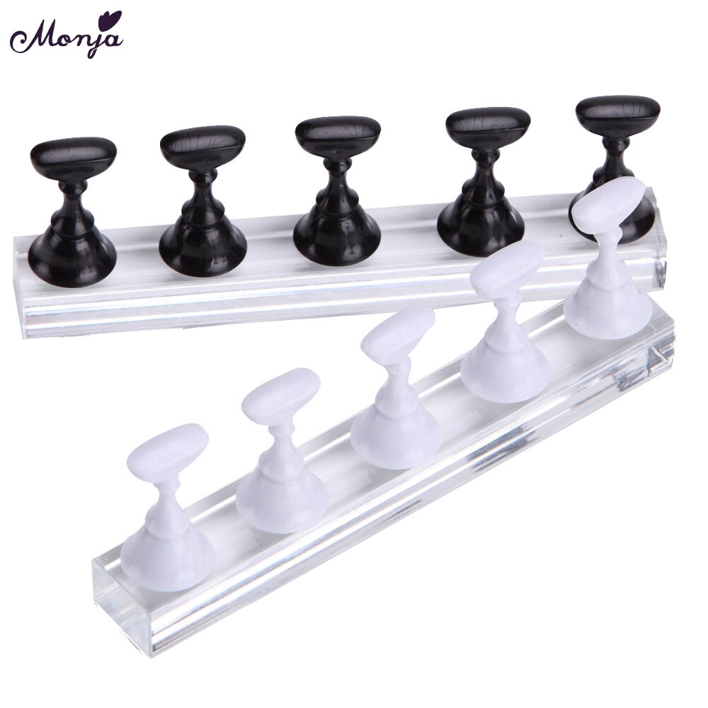 Monja 5pcs Nail Art Gel Polish Practice Display Stand Board Magnetic Tips Chess Practice Holder Set DIY