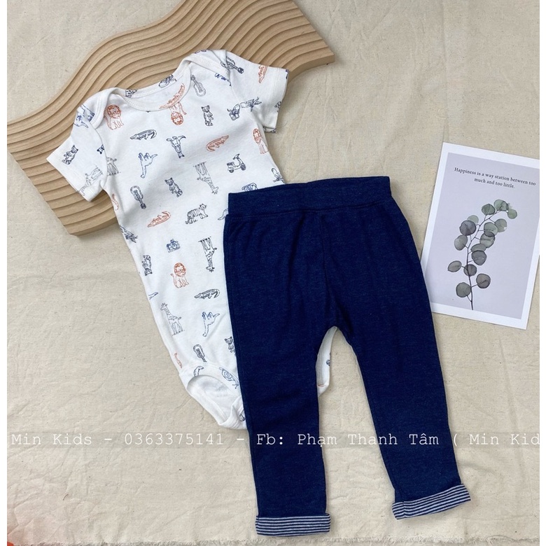 Set body cộc tay và quần cotton dài cho bé