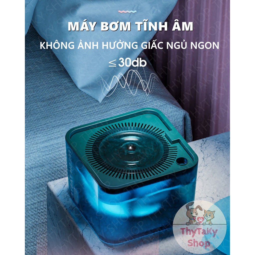 Máy uống nước tự động đài phun nước FRESH TASTE có đèn báo hết nước tự ngắt điện máy lọc nước cho chó mèo