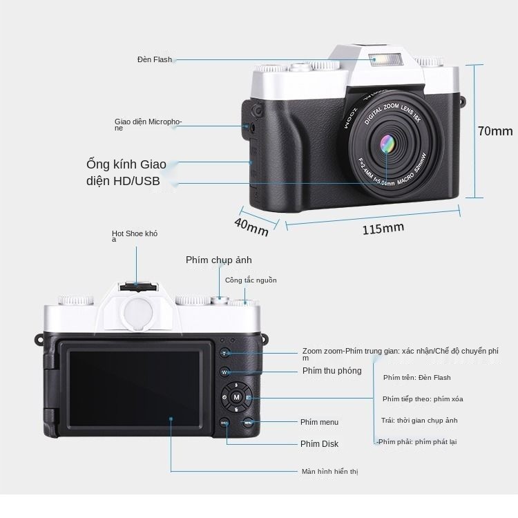 Với đường truyền WIFI 48 triệu pixel độ nét cao máy ảnh kỹ thuật số 4K quay phim selfie camera micro-single