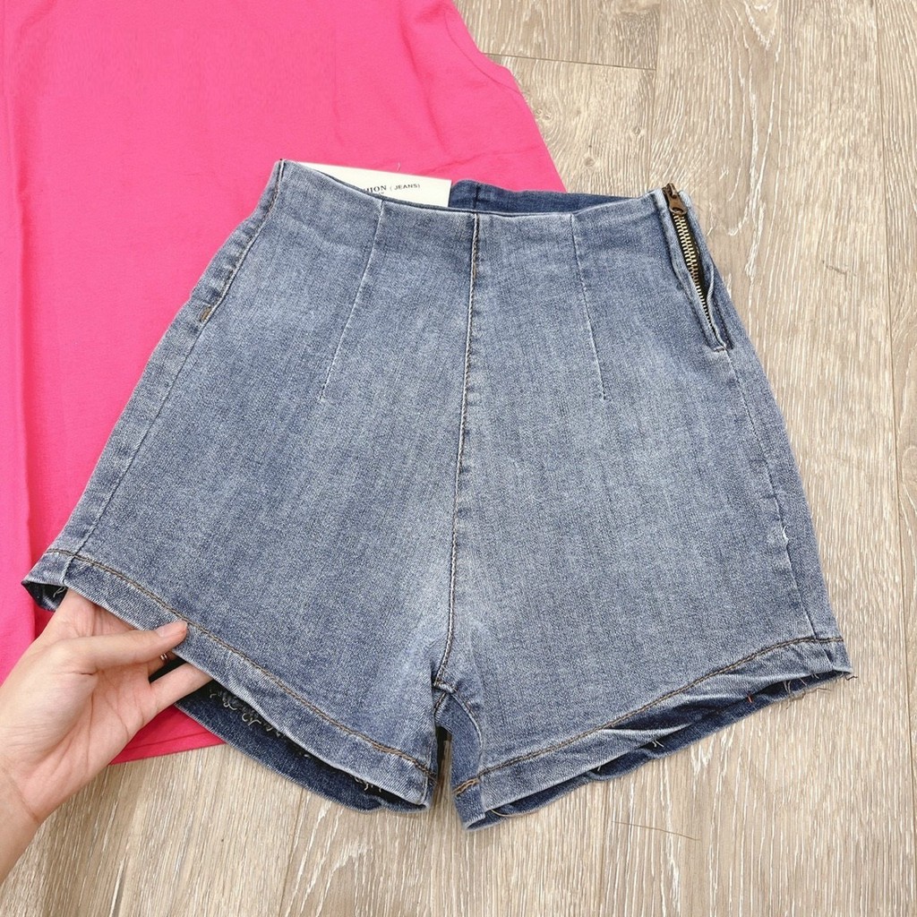 Quần đùi jean nữ lưng cao co giãn ôm dáng QJ459