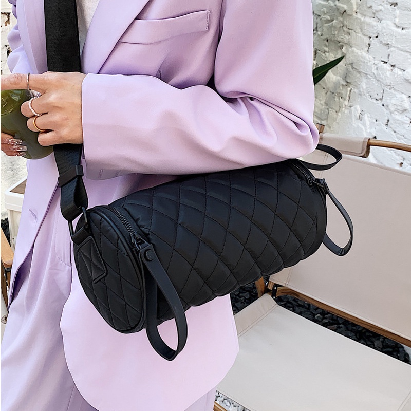 Túi Đeo Chéo Vai Bằng Vải nylon Hình Trụ 2022 Thời Trang Mới Mẻ Cho Nữ