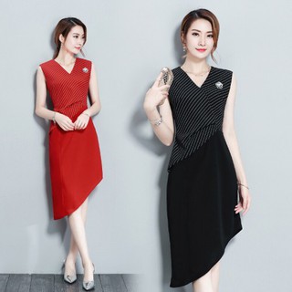 🔥[HOT] ĐẦM ÔM VẠT XÉO PHỐI SỌC - DT726
