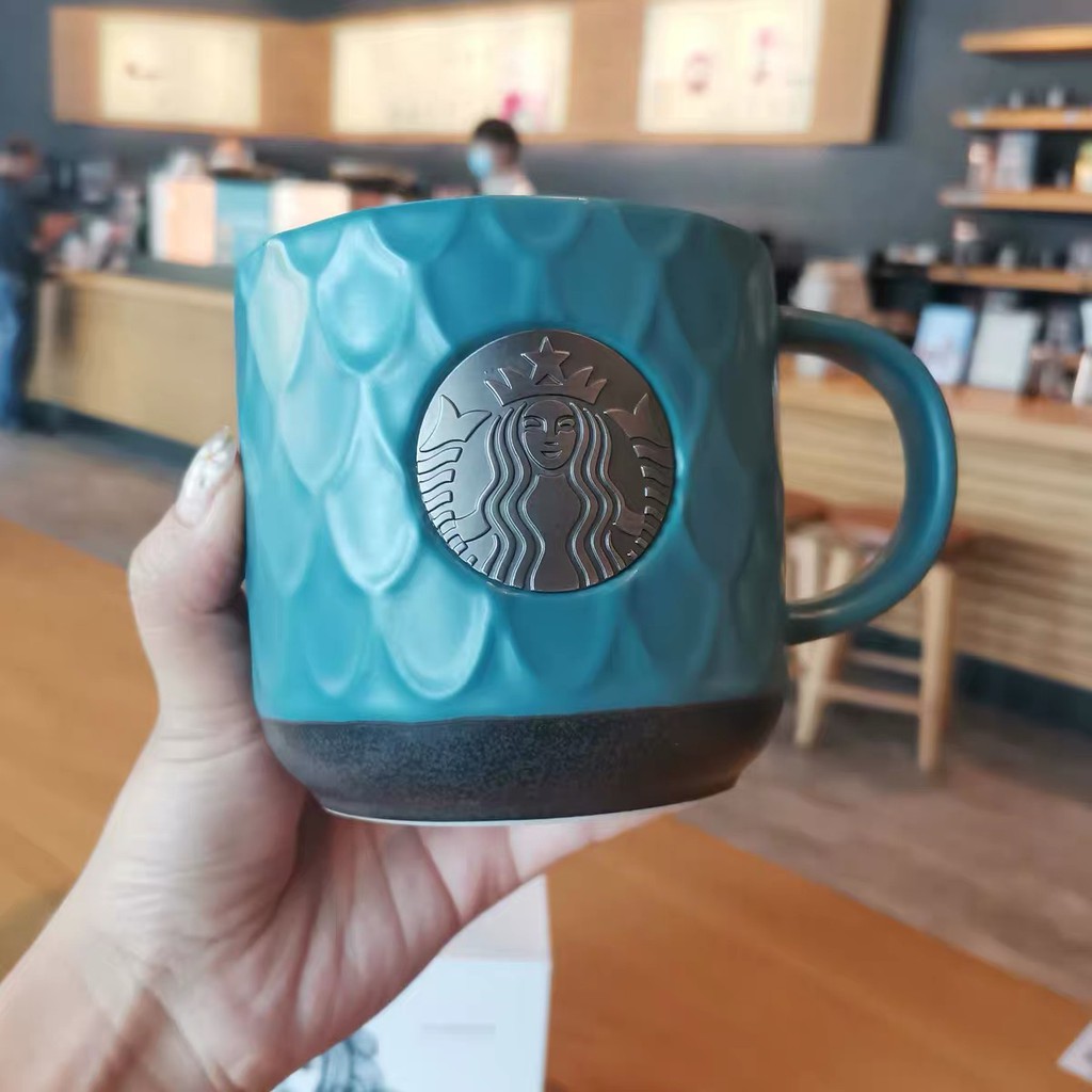 Quà tặng Ly sứ STARBUCKS  vảy cá dung tích 473ml