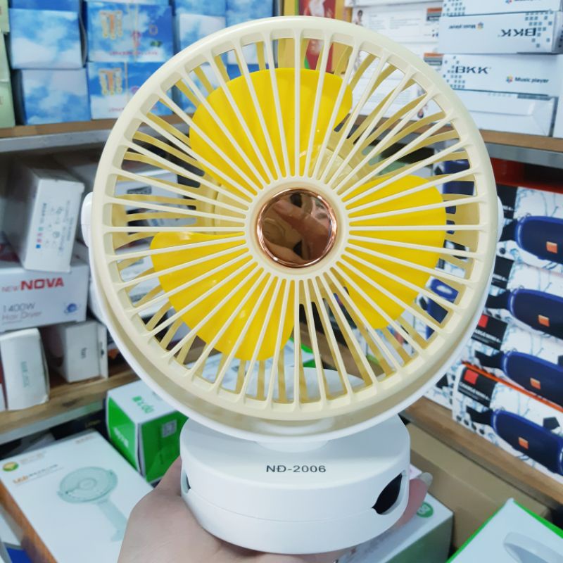 Quạt Sạc Kẹp Có Đèn LED NĐ-2006