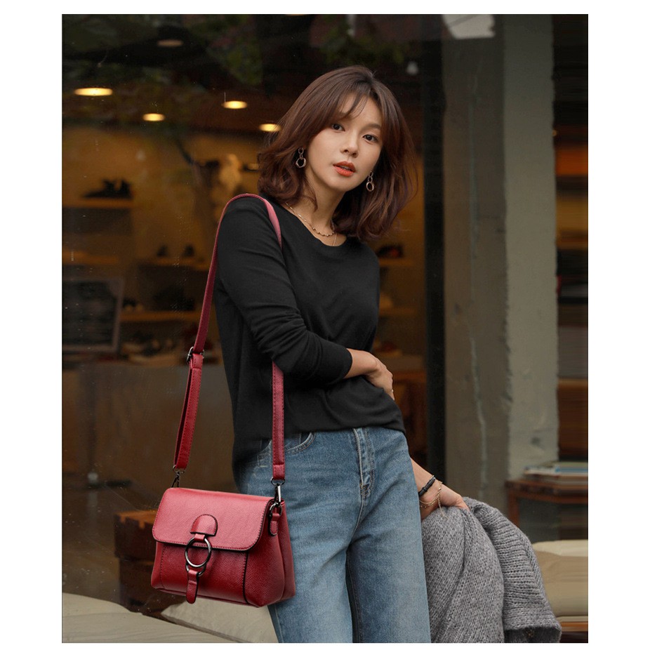 Túi đeo vai trung niên da cao cấp thời trang Hàn Quốc giản dị