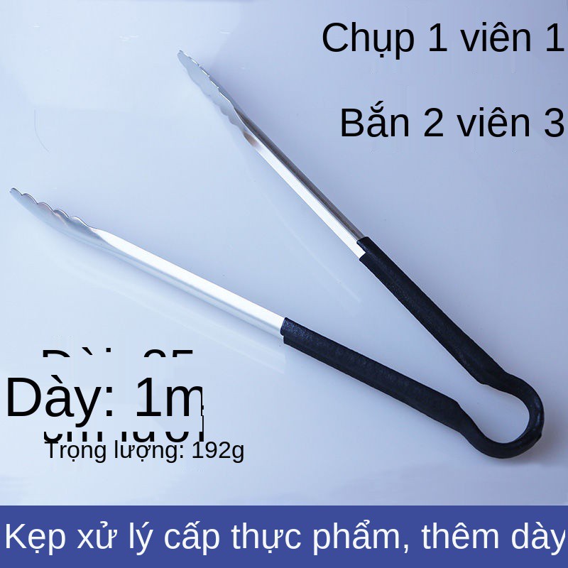 Kẹp gắp thức ăn tay cầm bằng nhựa dày, kẹp thịt nướng dài chống cháy khét, kẹp gắp bánh mì, kẹp gắp thịt gà loại lớn bằn