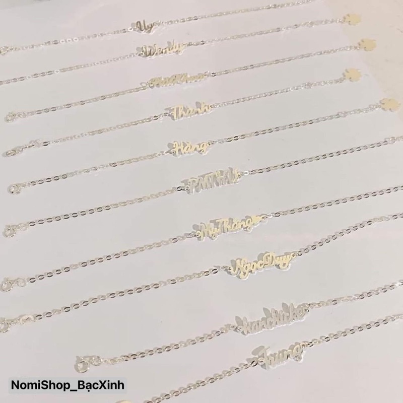 Lắc tay chữ bạc ta miễn Phí Làm Tên Theo Yêu Cầu nhỏ nhắn xinh xắn Mainomi Shop Bạc Xinh