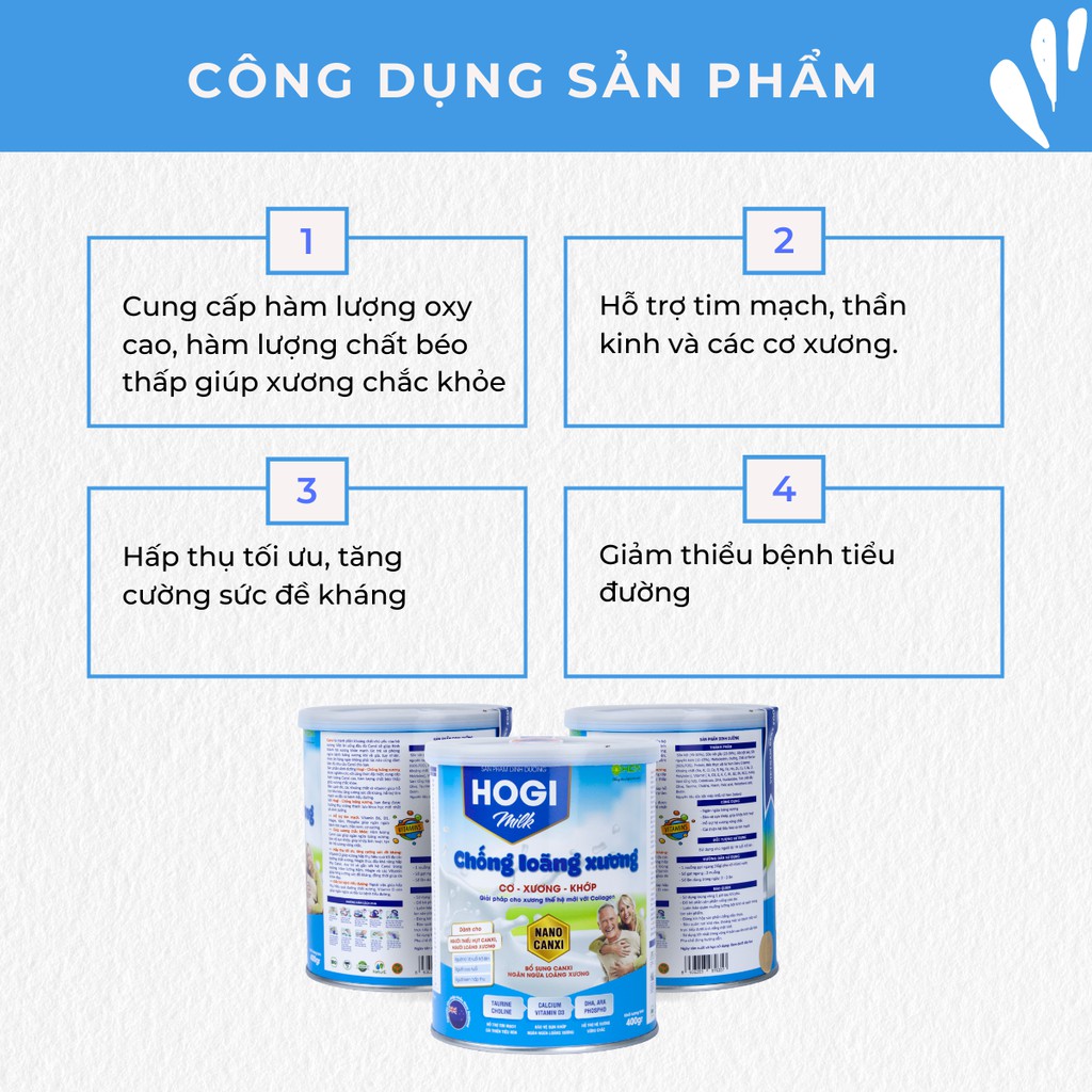 Sữa chống loãng xương Hogi milk 400g giúp xương chắc, tăng cường Canxi khỏe khớp