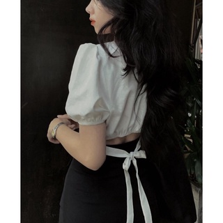 [SẴN] SƠ MI CROPTOP BUỘC EO ẢNH CHỤP THẬT