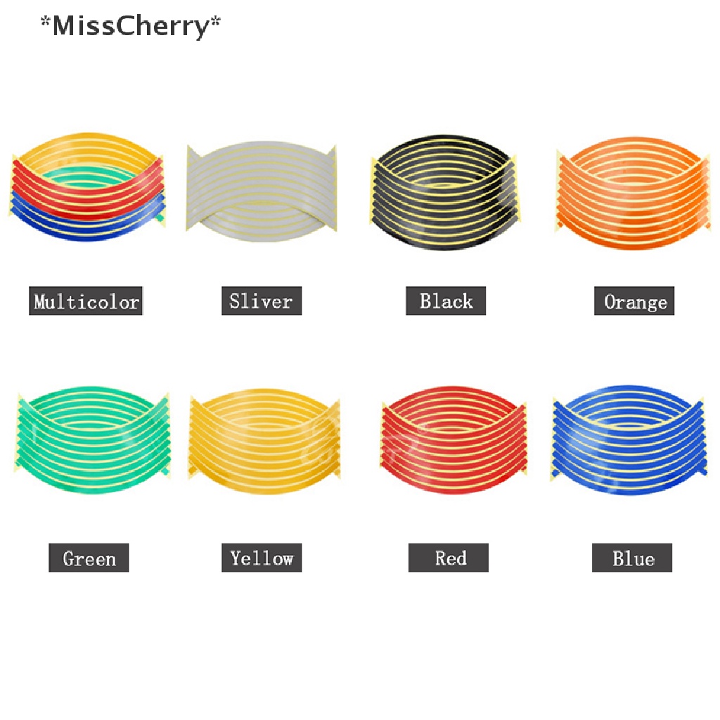 Bộ 16 Miếng Dán Viền Bánh Xe Hơi / Xe Máy Phản Quang 17 &quot;18&quot;