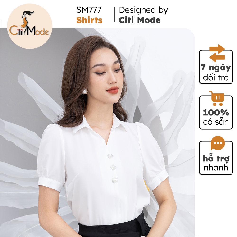 Sơ mi nữ công sở CITI MODE cổ đức tay bo đính cúc SM726