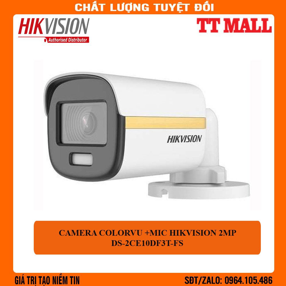 Camera Có màu ban đêm colorvu có míc thu âm HIKVISION 2MP DS-2CE10DF3T-FS -hàng chính hãng | WebRaoVat - webraovat.net.vn