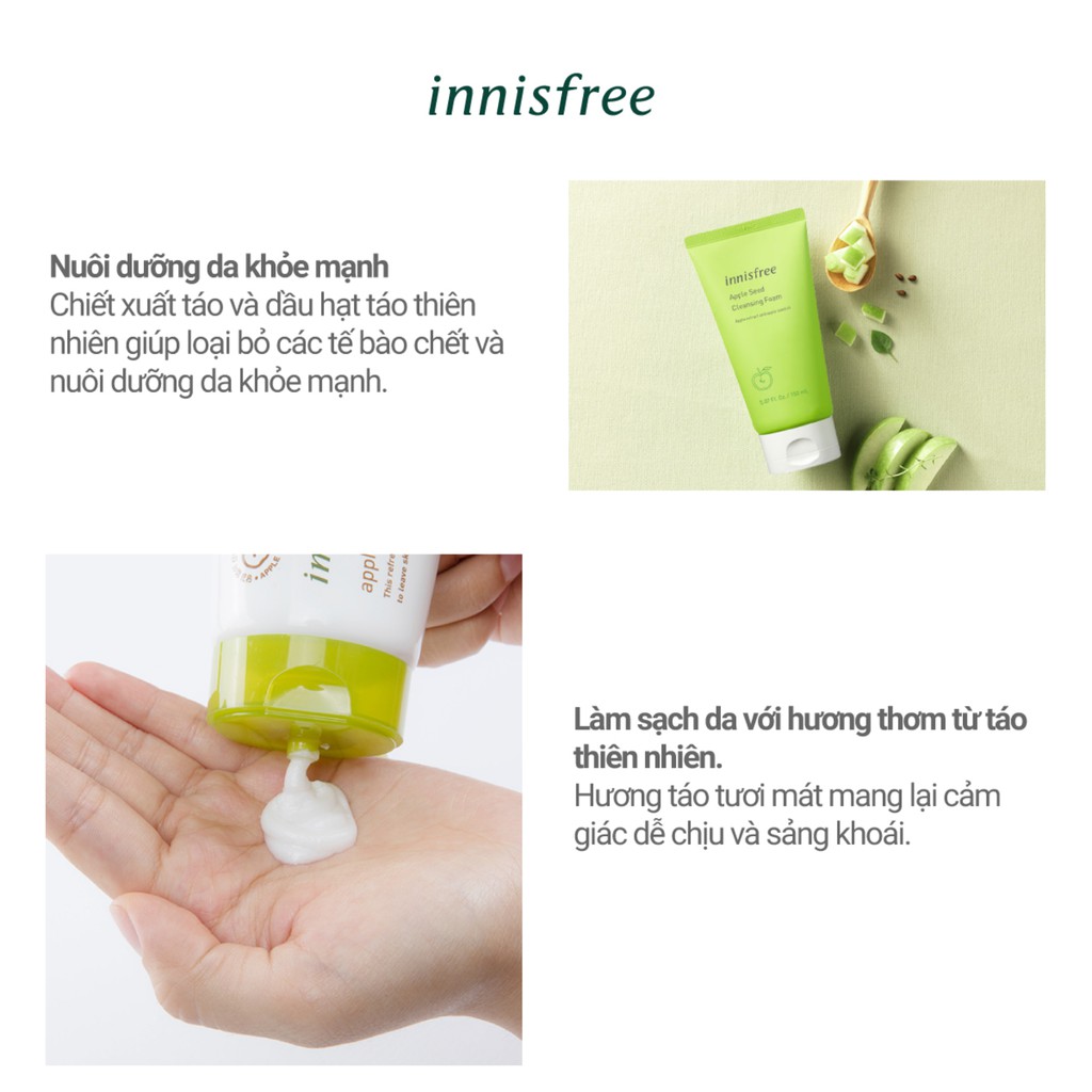 [Mã FMCGMALL -8% đơn 250K] Sữa rửa mặt làm sạch sâu innisfree Apple Seed Soft Cleansing Foam 150g | BigBuy360 - bigbuy360.vn