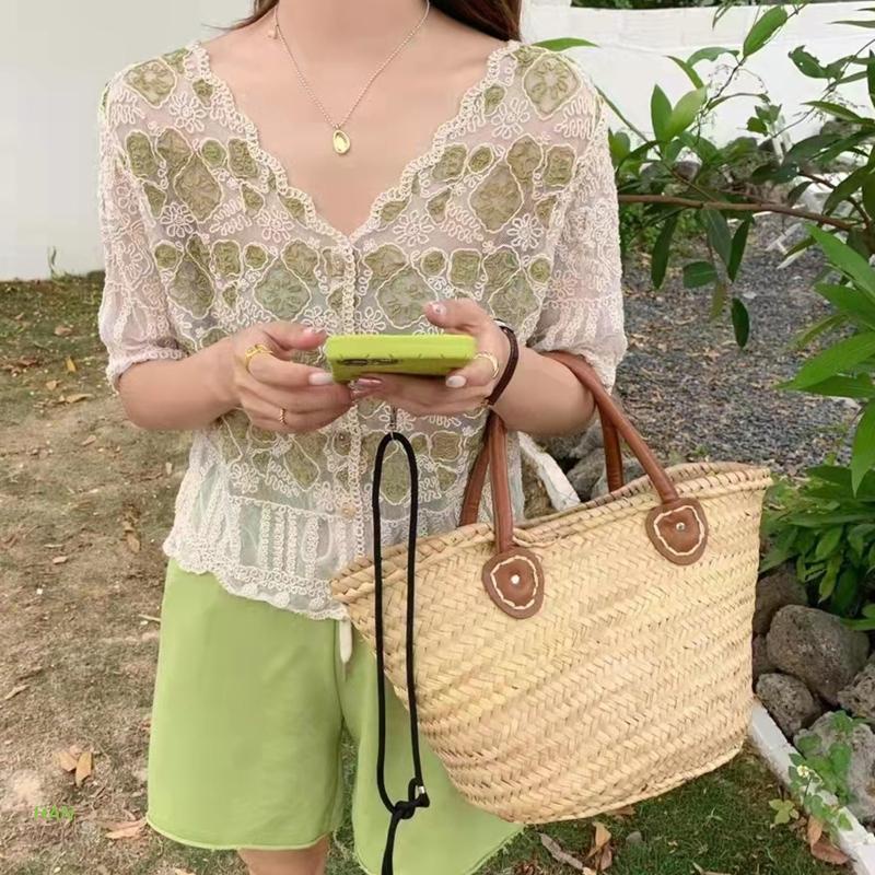 Áo Khoác Cardigan Tay Lửng Cổ Chữ V Thêu Họa Tiết Hoa Phối Ren Phong Cách Pháp Cho Nữ