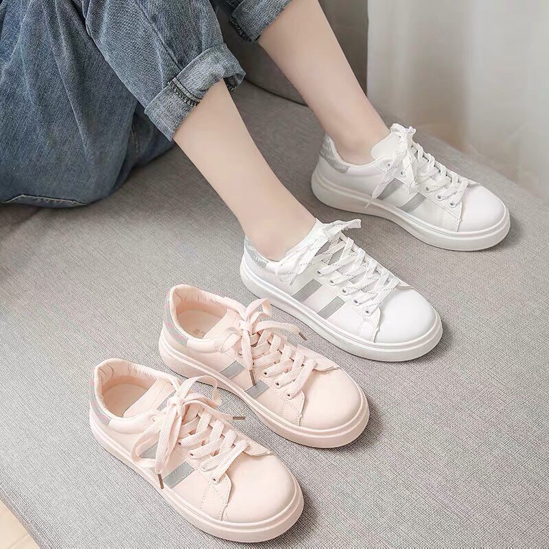 Giày sneaker nữ phản quang 2 sọc đẹp siêu hot ( ảnh thật ) [FREE SHIP]