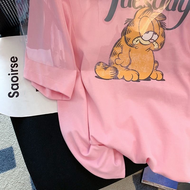 Áo Thun Tay Ngắn In Họa Tiết Hoạt Hình Dễ Thương Cho Nữ