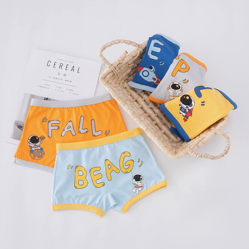 [THOMAS Kids] Set 5 Quần Lót Boxer Cotton Thoáng Khí Thoải Mái Họa Tiết Phi Hành Gia Hoạt Hình Cho Bé Trai 3-12 Tuổi Bán Sỉ