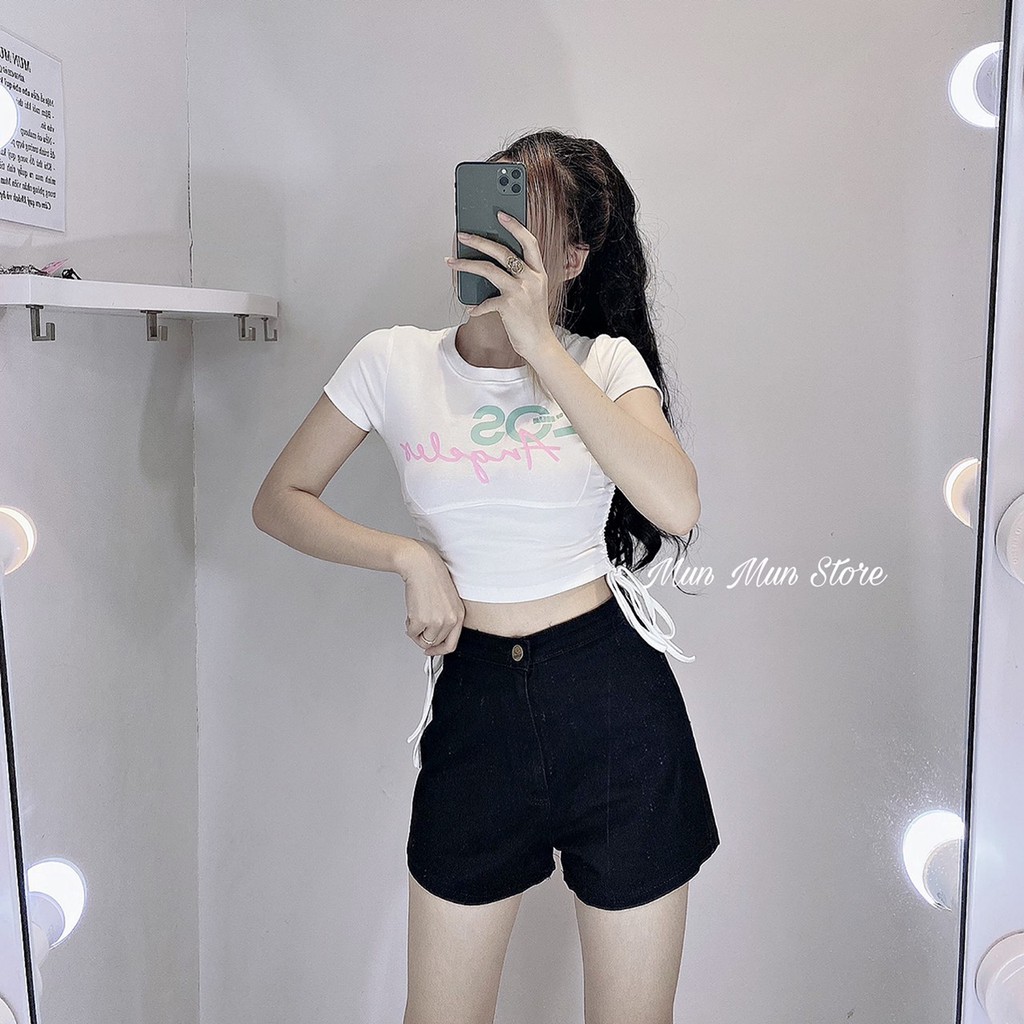 [𝗛𝗶̀𝗻𝗵 𝗧𝗵𝗮̣̂𝘁]Quần short jean nữ lưng cao, quần đùi chất kaki jean co giãn mềm mại, hình chụp sàn mẫu thật munmunstore | BigBuy360 - bigbuy360.vn