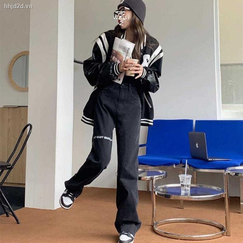 Quần dài lưng cao dáng ôm màu đen thời trang thu đông phong cách Hàn Quốc cho nữ 2021