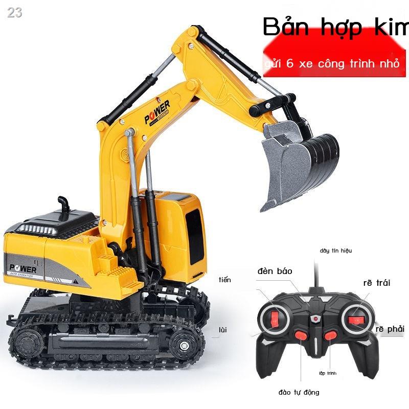 Hợp kim điều khiển từ xa máy xúc đồ chơi trẻ em ô tô lớn không dây điện cậu bé xe xây dựng