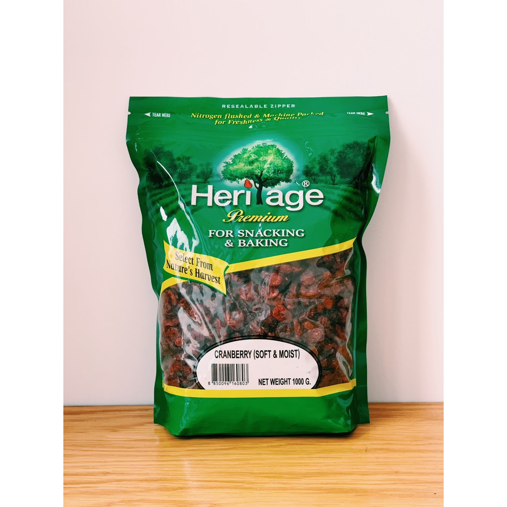 Nam Việt Quất nguyên liệu Mỹ  chính hãng HERITAGE ,vị chua ngọt hài hòa gói  1KG- HERITAGE Cranberry