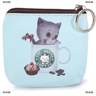 【lucai+COD】Cute Cat Face Zipper Case Mini Pocket Coin Purse Cartoon Key Wallet Bag Pouch