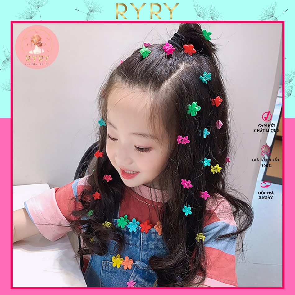 Set Kẹp Tóc Hình Hoa Mini Dễ Thương Xinh Xắn Phong Cách Hàn Quốc