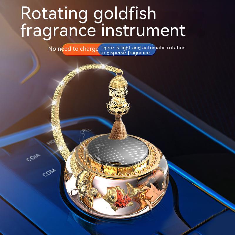 Nước Hoa Hình Cá Vàng Năng Lượng Mặt Trời Xoay Được Trang Trí Xe Hơi