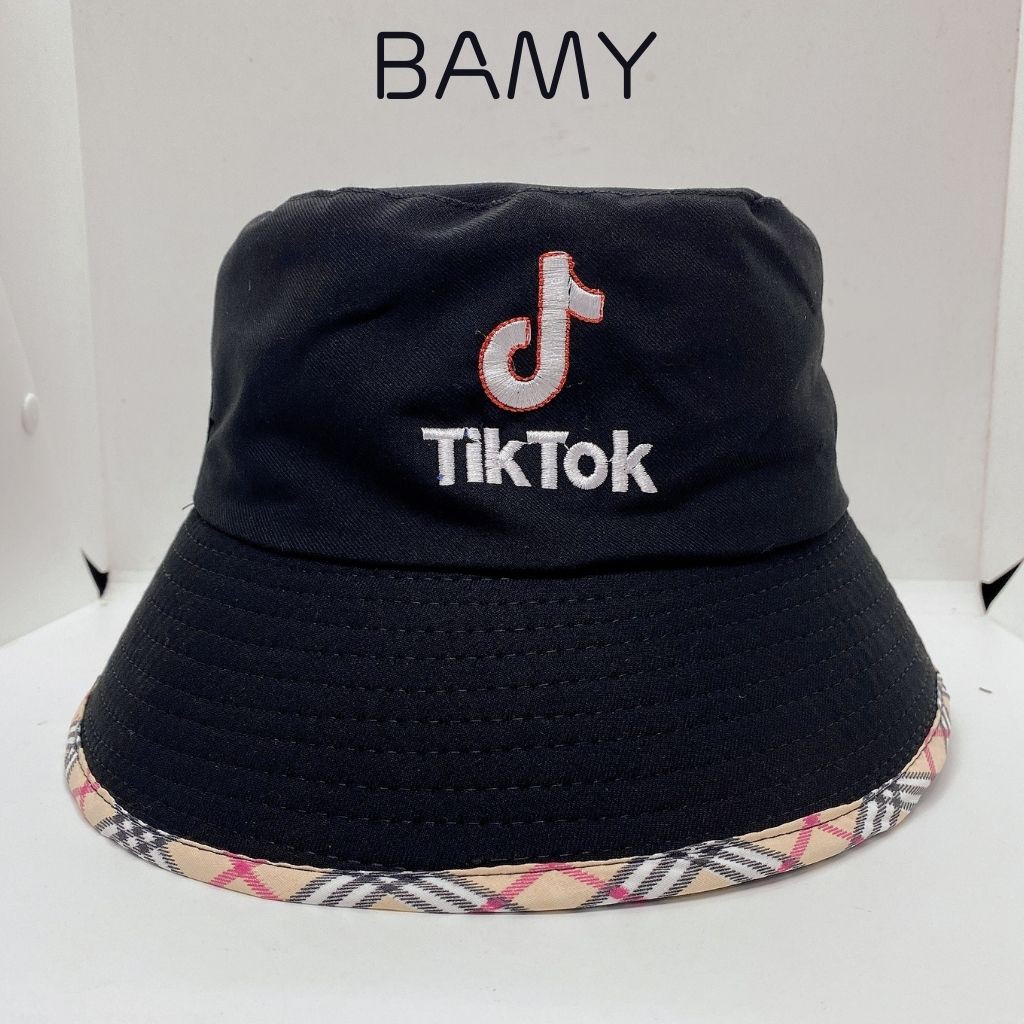 Mũ Bucket nam nữ in tik tok (tiktok) hottrend, Nón BAMY nam nữ vành rộng có quai