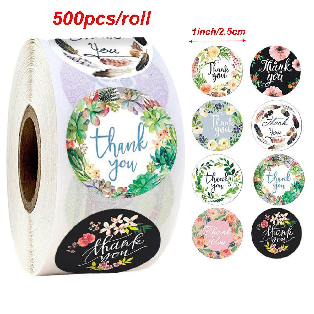 CHOOKEY Set 500 Nhãn Dán Tròn In Chữ Thank You Dùng Để Trang Trí Quà Tặng