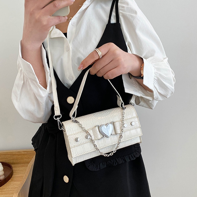 Túi đeo chéo IELGY hình trái tim màu hồng phối dây xích đơn giản xinh xắn cho nữ