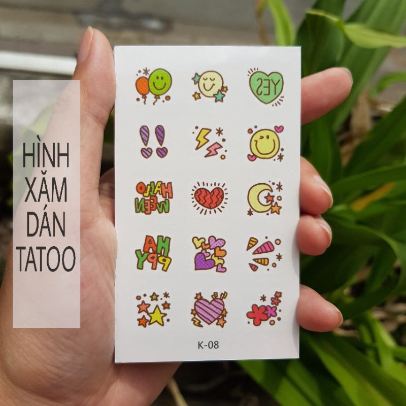 Hình xăm mini cartoon k08. Xăm dán tatoo mini tạm thời, size &lt;10x6cm