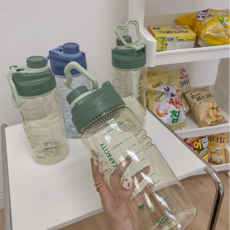 1500Ml Trong Suốt Nước Rõ Ràng Quy Mô 1.5 Lít Dung Lượng Lớn Nước Thể Thao Có Quai Xách Thể Dục Bình cho Tập Gym/Đi Chơi/Trường Học Phượt/Dã Ngoại
