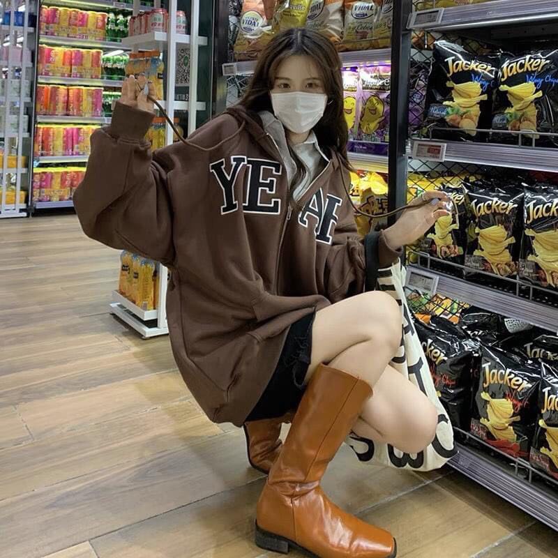 Áo khoác nỉ Yeah Hàn Quốc L.Y Store nữ &lt;3 chất nỉ dày dặn