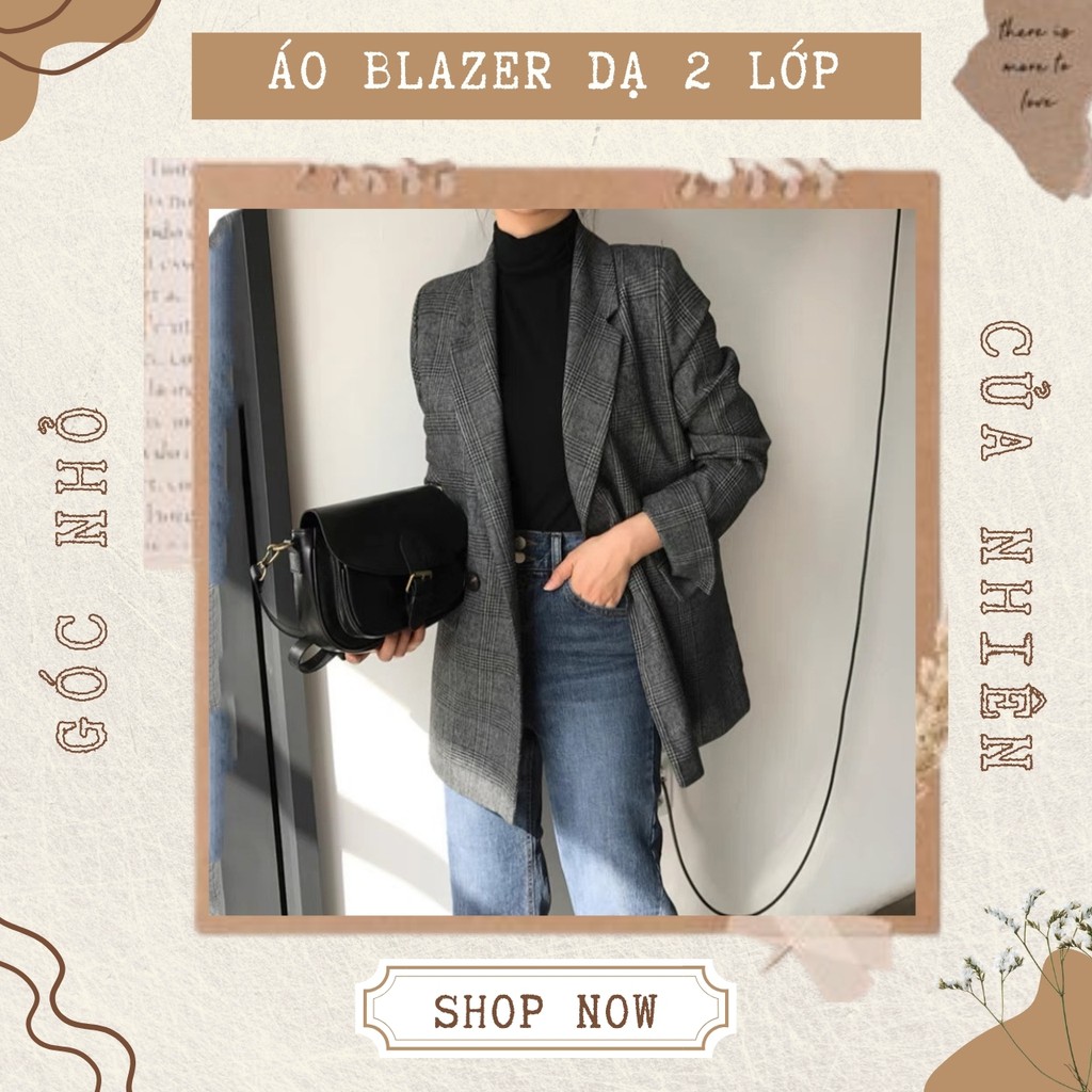 Áo Khoác Blazer/ Áo Vest Dạ Nữ 2 Lớp Tay Gấp Kẻ Caro Siêu Đẹp (ẢNH THẬT+VIDEO)