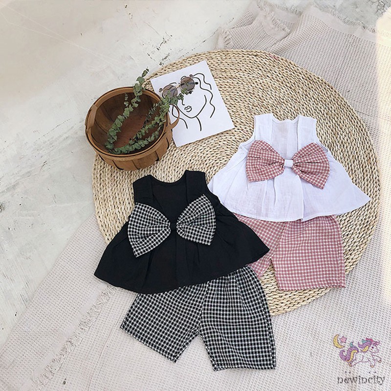 Set Áo Sát Nách Và Quần Short Phong Cách Hàn Quốc Xinh Xắn Dành Cho Bé Gái