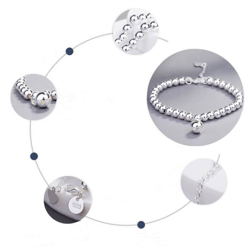 Vòng tay chuỗi hạt may mắn màu bạc