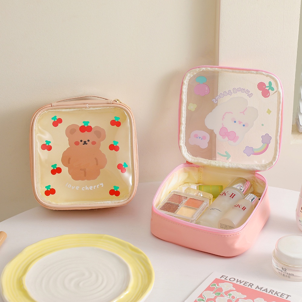 Túi Đựng Đồ Trang Điểm Trong Suốt Họa Tiết Hoạt Hình Đáng Yêu