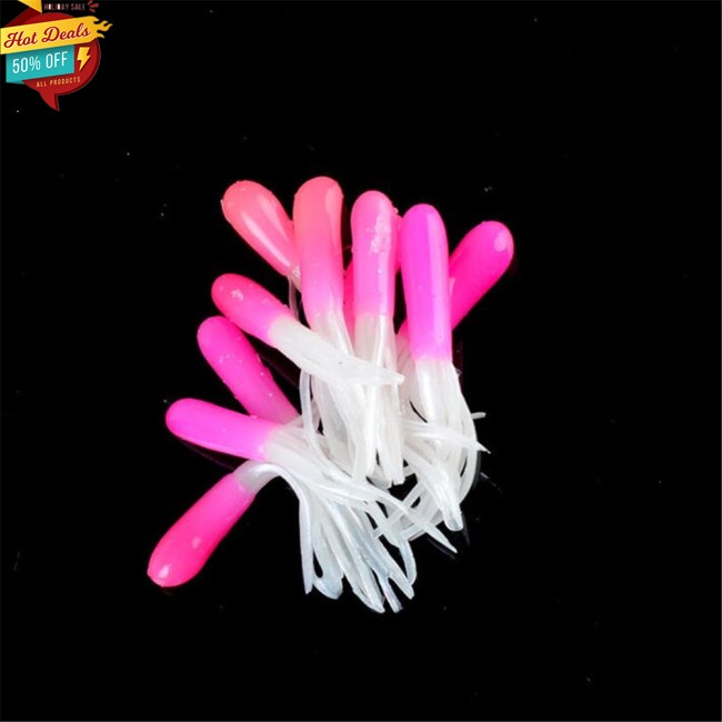 Set 35 mồi câu cá giả hình sâu mềm và 10 đầu móc cong