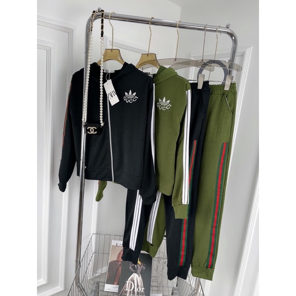 BỘ THỂ THAO D.A.S KHOÁ MŨ 2 MÀU RÊU ĐEN