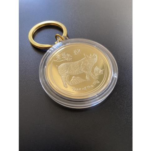 Móc khóa đồng xu hình con Heo cho người tuổi Hợi sinh năm 1971, 1983, 1995, 2007, 2019