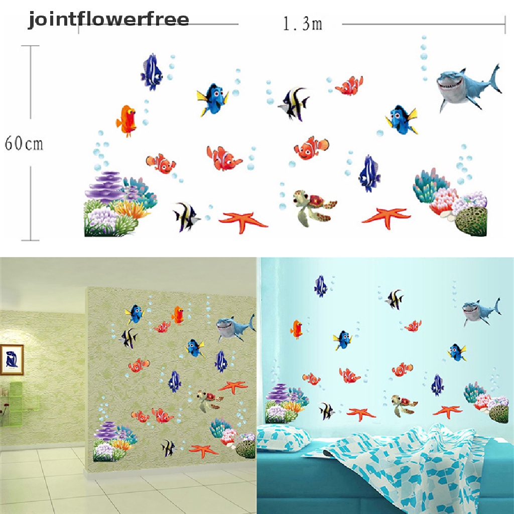 Sticker Dán Tường Họa Tiết Cá Biển Hoạt Hình Trang Trí Phòng Tắm / Nhà Trẻ Mới