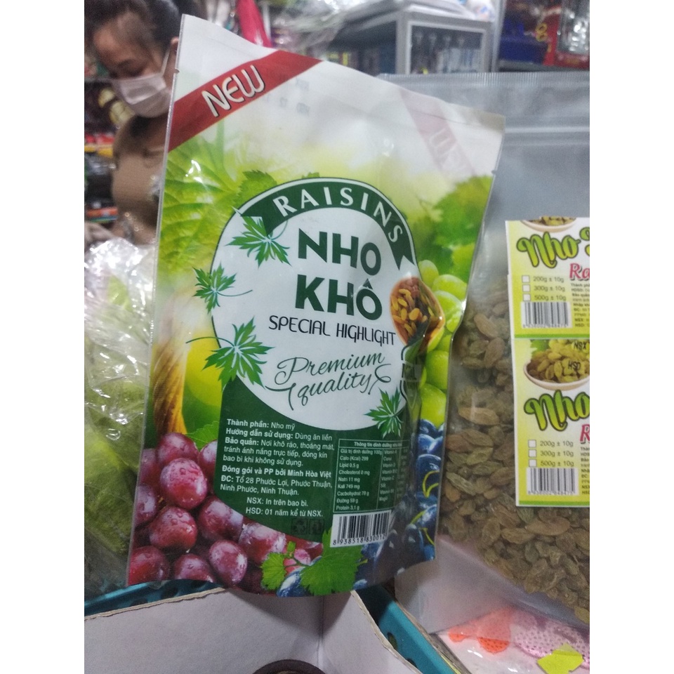 500G NHO KHÔ XANH CHUA NGỌT đóng túi zip