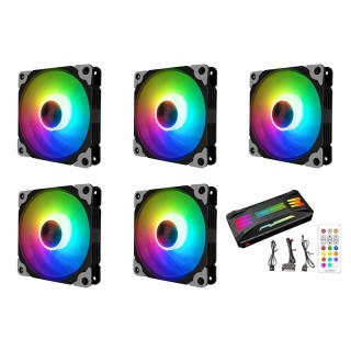 Bộ Quạt tản nhiệt Coolmoon North wind - ARGB (Đầy đủ HUB+Remote) Aura SYNC